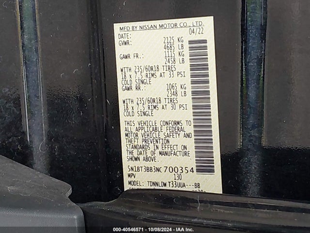 Nissan Rogue Sv Intelligent Awd 2022 5N1BT3BB3NC700354 Image 9
