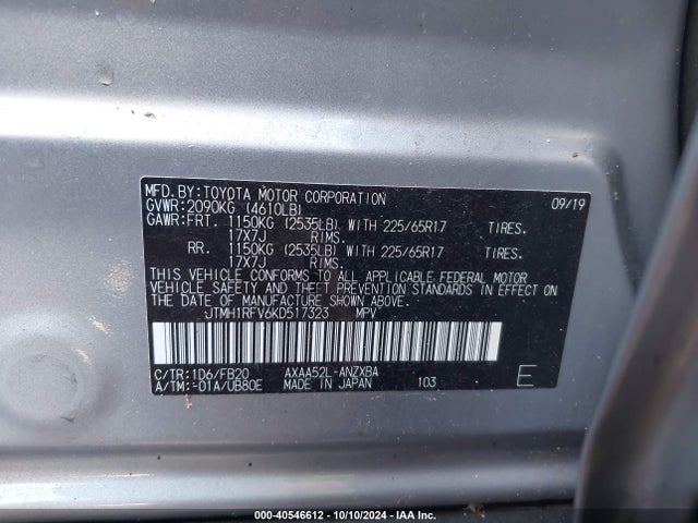 Toyota RAV4 LE 2019 JTMH1RFV6KD517323 Image 9