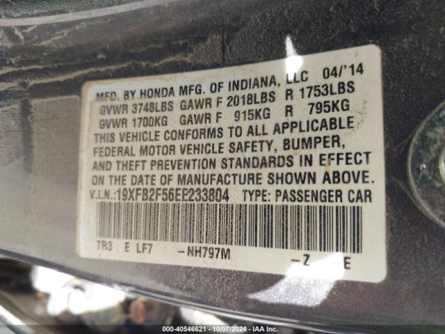 19XFB2F56EE233804 Honda Civic Lx