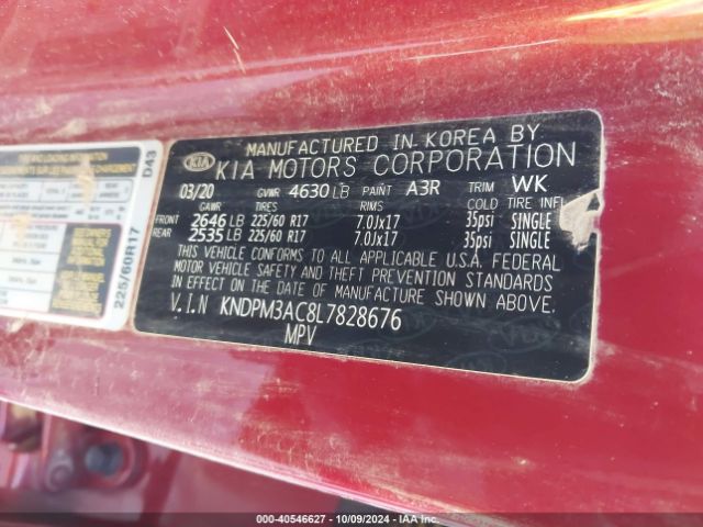 KNDPM3AC8L7828676 KIA Sportage Lx