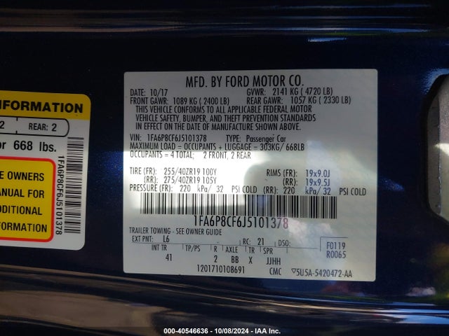 Ford Mustang Gt Premium 2018 1FA6P8CF6J5101378 Image 9