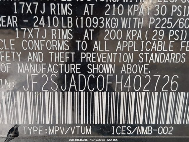 JF2SJADC0FH402726 Subaru Forester 2.5i Premium