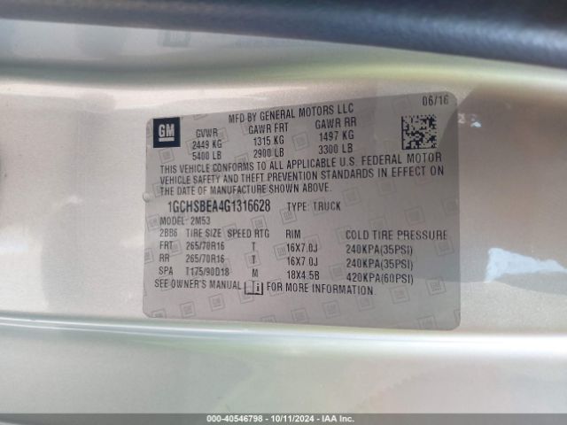 1GCHSBEA4G1316628 Chevrolet Colorado Wt