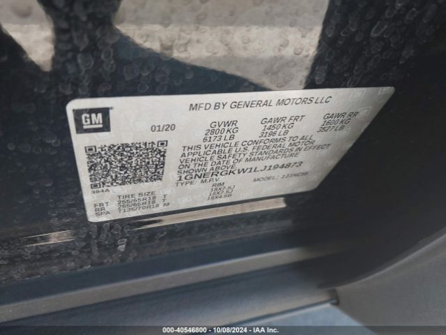 1GNERGKW1LJ194873 Chevrolet Traverse Fwd Lt Cloth