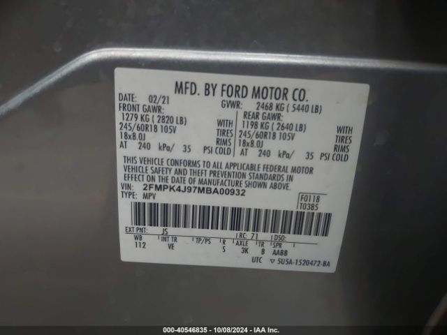 2021 FORD EDGE 2FMPK4J97MBA00932 Photo 8