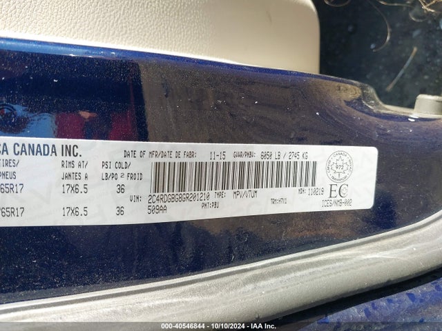 Dodge Grand Caravan Se/sxt 2016 2C4RDGBG8GR201210 Image 9