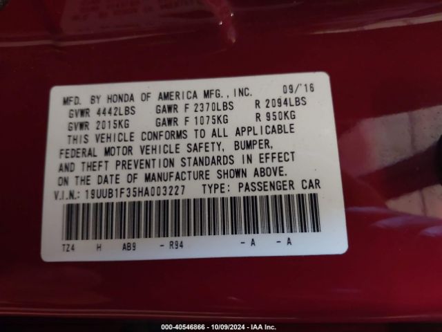 19UUB1F35HA003227 Acura TLX
