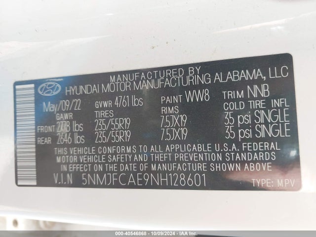 Hyundai TUCSON SEL 2022 5NMJFCAE9NH128601 Image 9