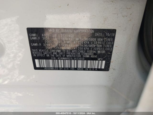 4S4WMARD3L3423650 Subaru Ascent Touring