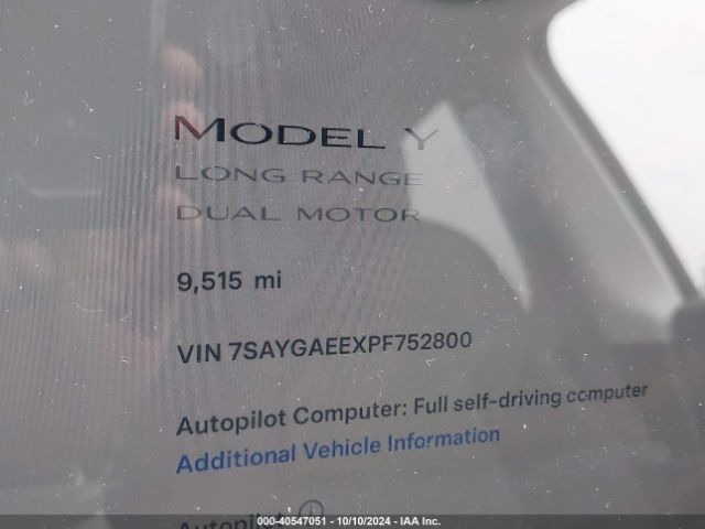7SAYGAEEXPF752800 Tesla Model Y