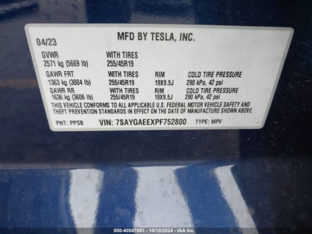 7SAYGAEEXPF752800 Tesla Model Y