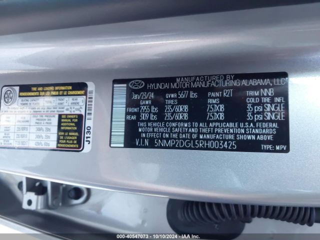 5NMP2DGL5RH003425 Hyundai Santa Fe Sel