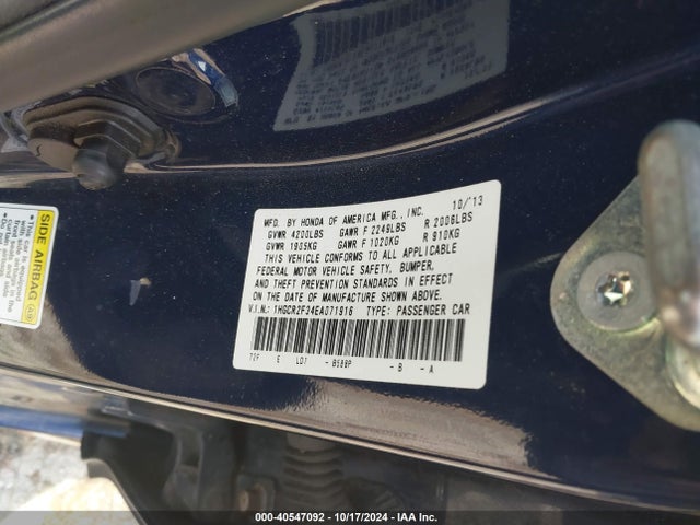 Honda ACCORD LX 2014 1HGCR2F34EA071916 Image 9
