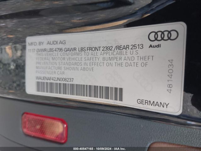 WAUENAF42JN008237 Audi A4 2.0t Premium/2.0t Tech Premium