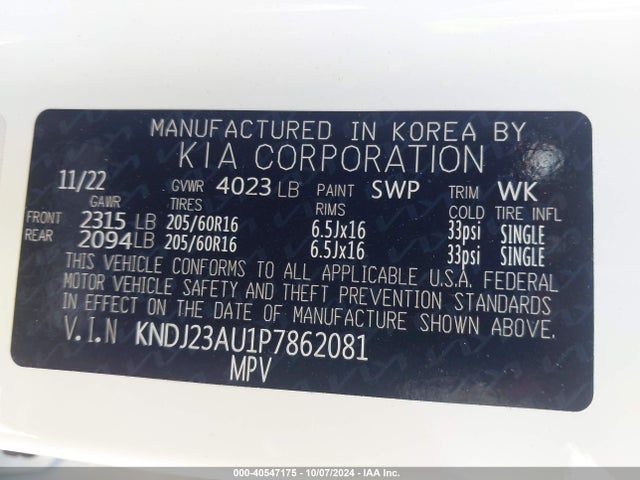 KIA SOUL LX 2023 KNDJ23AU1P7862081 Image 9