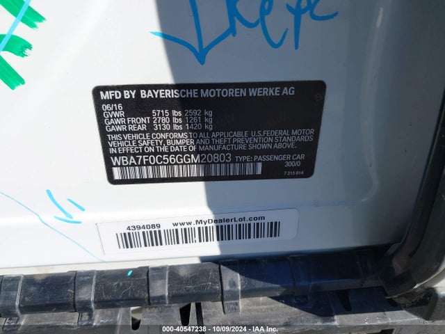 WBA7F0C56GGM20803 BMW 750i