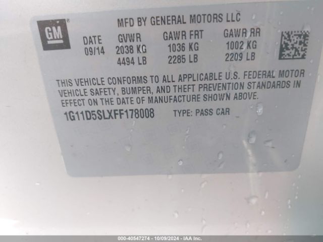1G11D5SLXFF178008 Chevrolet MALIBU 2LT