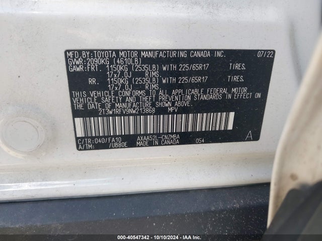 Toyota Rav4 Xle 2022 2T3W1RFV9NW213868 Image 9