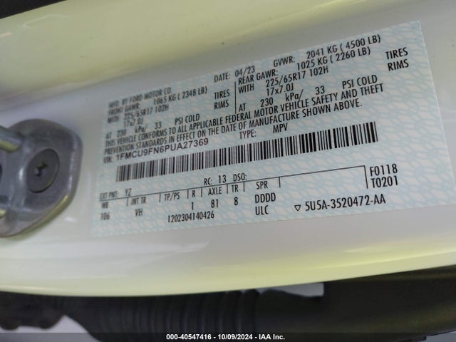 Ford Escape 2023 1FMCU9FN6PUA27369 Image 9