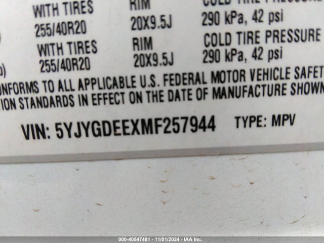 2021 TESLA MODEL Y 5YJYGDEEXMF257944 Photo 8