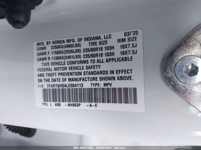 Honda Cr-v Hybrid Ex 2020 7FART6H54LE004113 Image 9