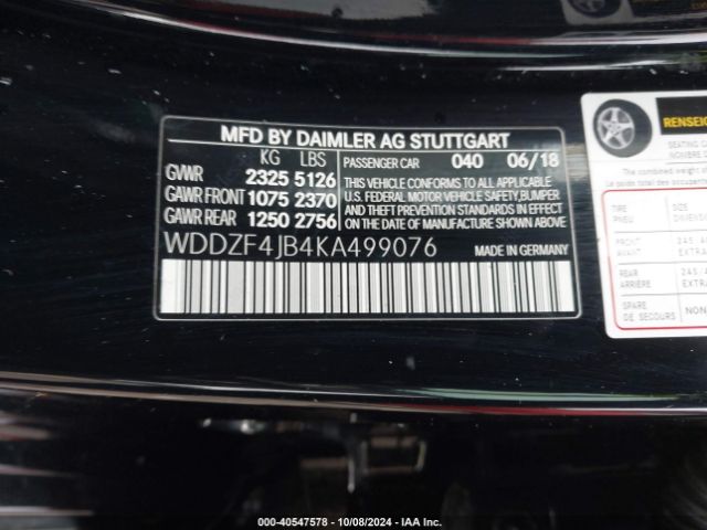 WDDZF4JB4KA499076 Mercedes-Benz E 300