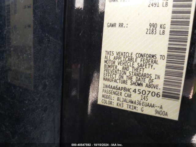 1N4AA6AP8HC450706 Nissan Maxima 3.5 Platinum