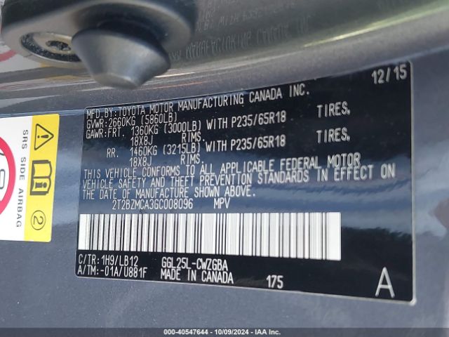 2T2BZMCA3GC008096 Lexus RX 350