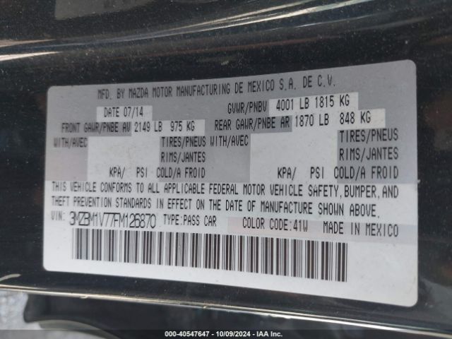 3MZBM1V77FM126870 Mazda Mazda3 I Touring