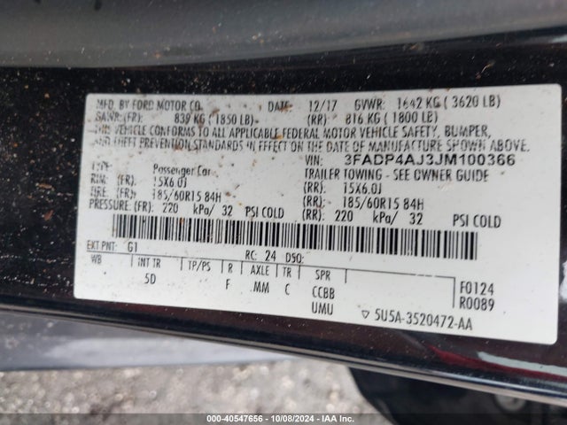 Ford FIESTA S 2018 3FADP4AJ3JM100366 Image 9