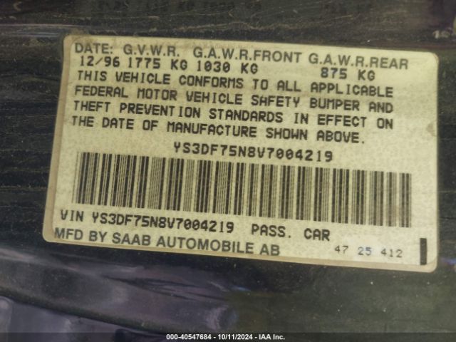 1997 SAAB 900 YS3DF75N8V7004219 Photo 8