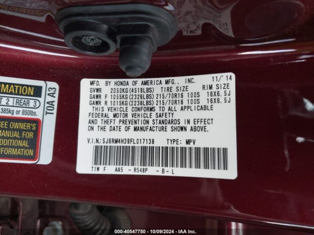 5J6RM4H39FL017138 Honda CR-V LX