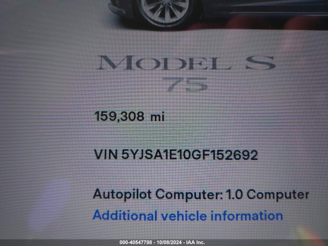 2016 TESLA MODEL S 5YJSA1E10GF152692 Photo 8