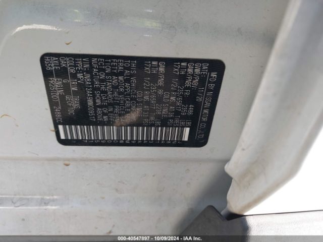 JN8AT3AA9MW009517 Nissan Rogue S Fwd