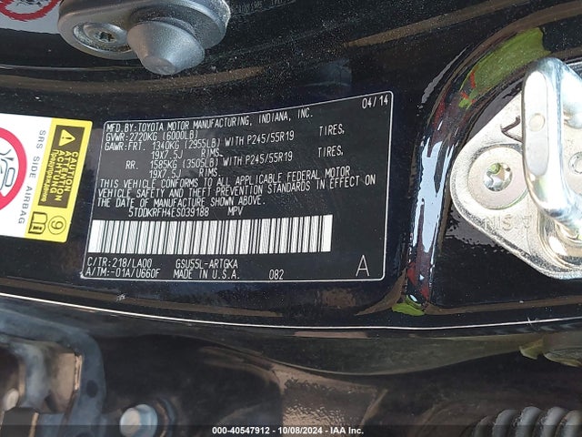 5TDDKRFH4ES039188 Toyota Highlander Limited V6