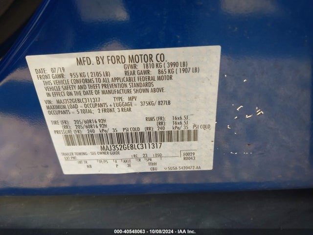 Ford Ecosport Se 2020 MAJ3S2GE8LC311317 Image 9