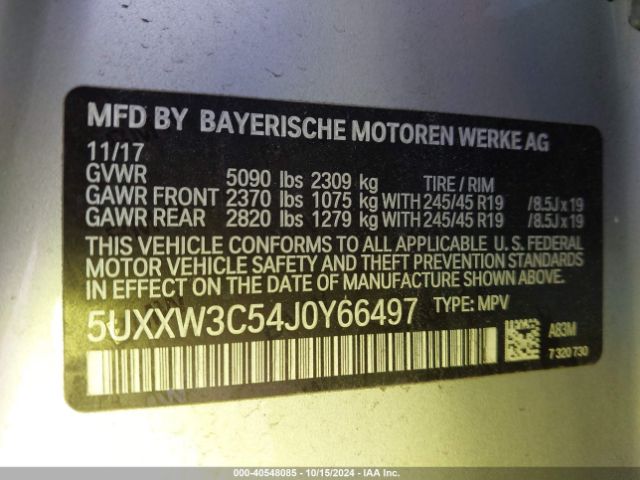5UXXW3C54J0Y66497 BMW X4 Xdrive28i