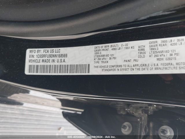 1C6SRFU90NN168569 RAM 1500 Trx