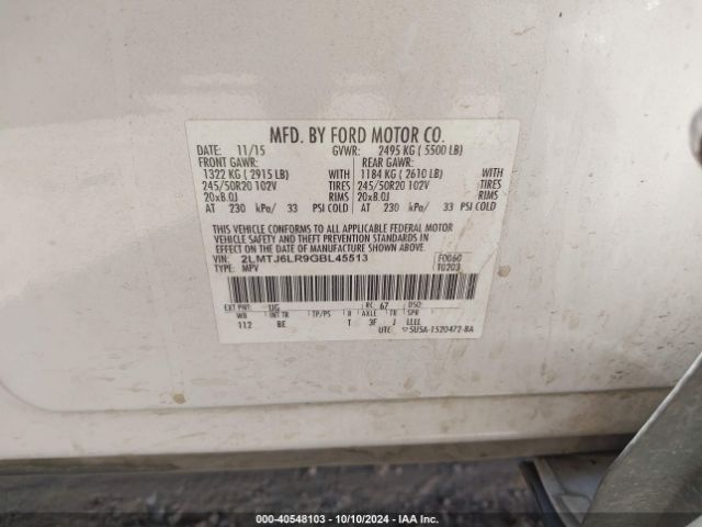 2LMTJ6LR9GBL45513 Lincoln Mkx Reserve