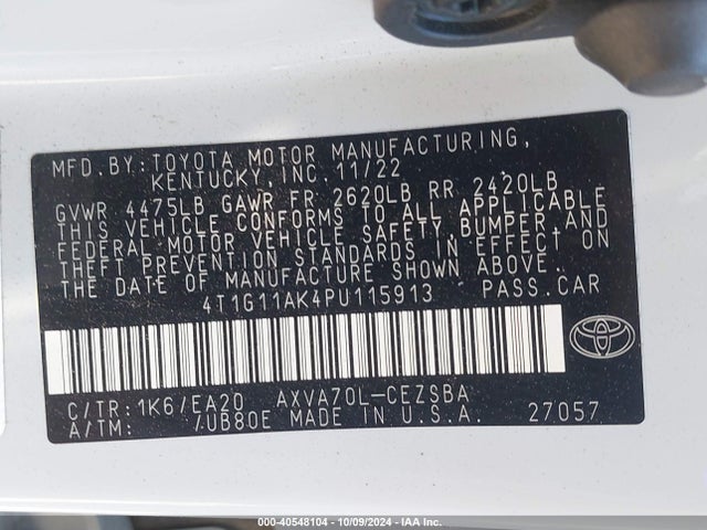 Toyota CAMRY SE 2023 4T1G11AK4PU115913 Image 9