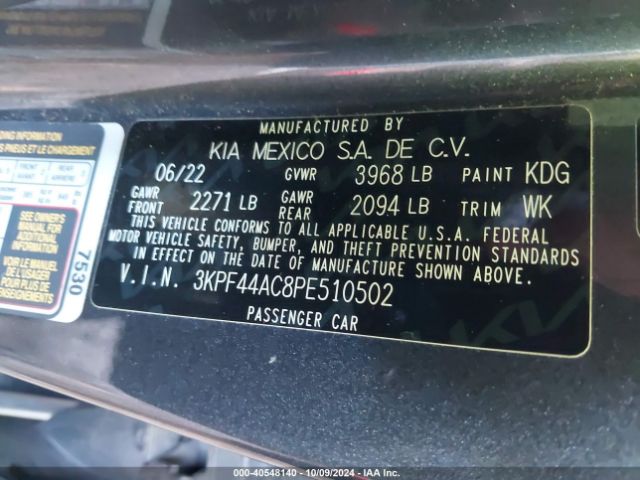 3KPF44AC8PE510502 KIA FORTE GT