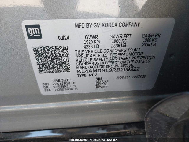 KL4AMDSL9RB209322 Buick Encore Gx Sport Touring Fwd