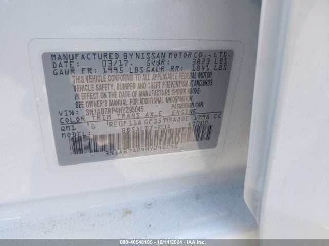 Nissan SENTRA SV 2017 3N1AB7AP4HY295045 Image 9