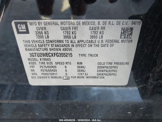 3GTU2WECXFG355215 GMC Sierra 1500 Denali
