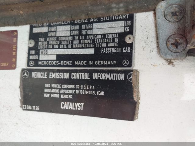 1981 MERCEDES-BENZ 380 WDBBA45A7BB005295 Photo 8