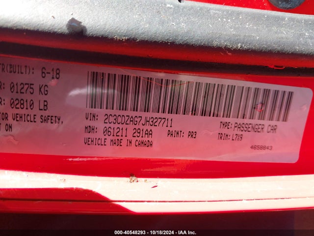 Dodge Challenger Sxt 2018 2C3CDZAG7JH327711 Image 9