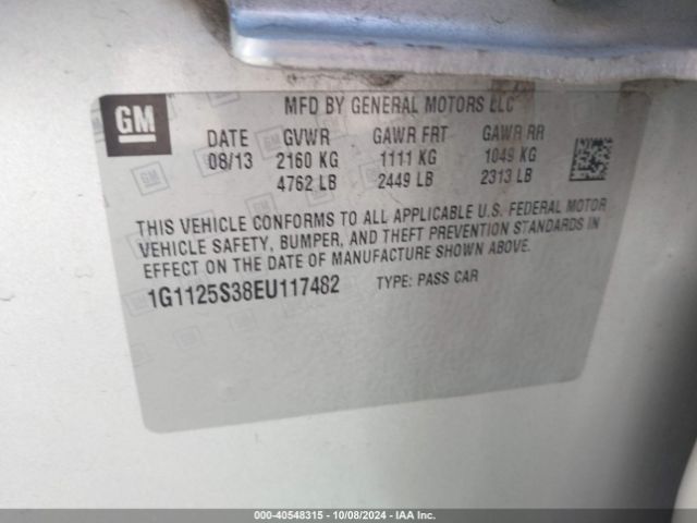 1G1125S38EU117482 Chevrolet Impala 2lt