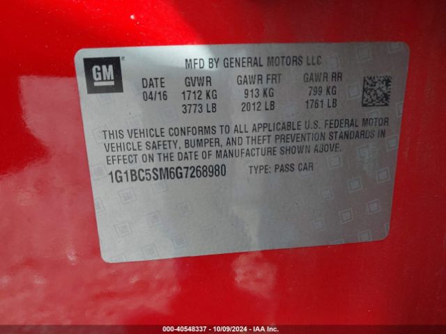1G1BC5SM6G7268980 Chevrolet Cruze Ls Auto