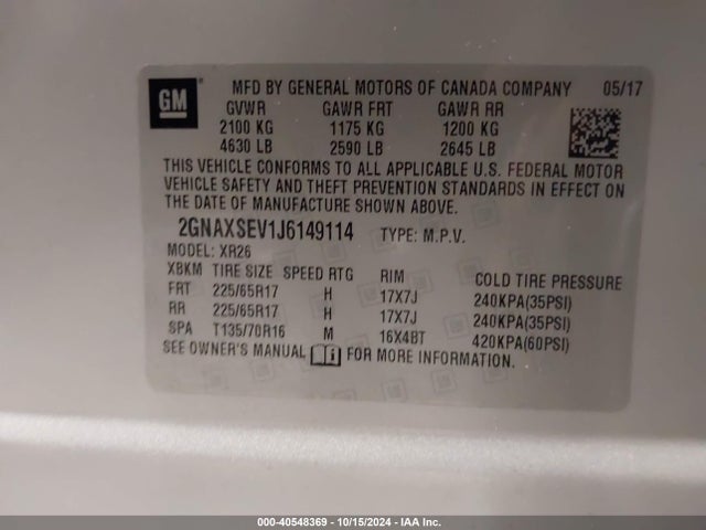 Chevrolet EQUINOX LT 2018 2GNAXSEV1J6149114 Image 9