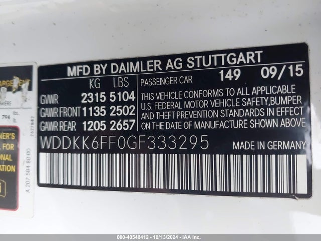 Mercedes-Benz E 400 2016 WDDKK6FF0GF333295 Image 9